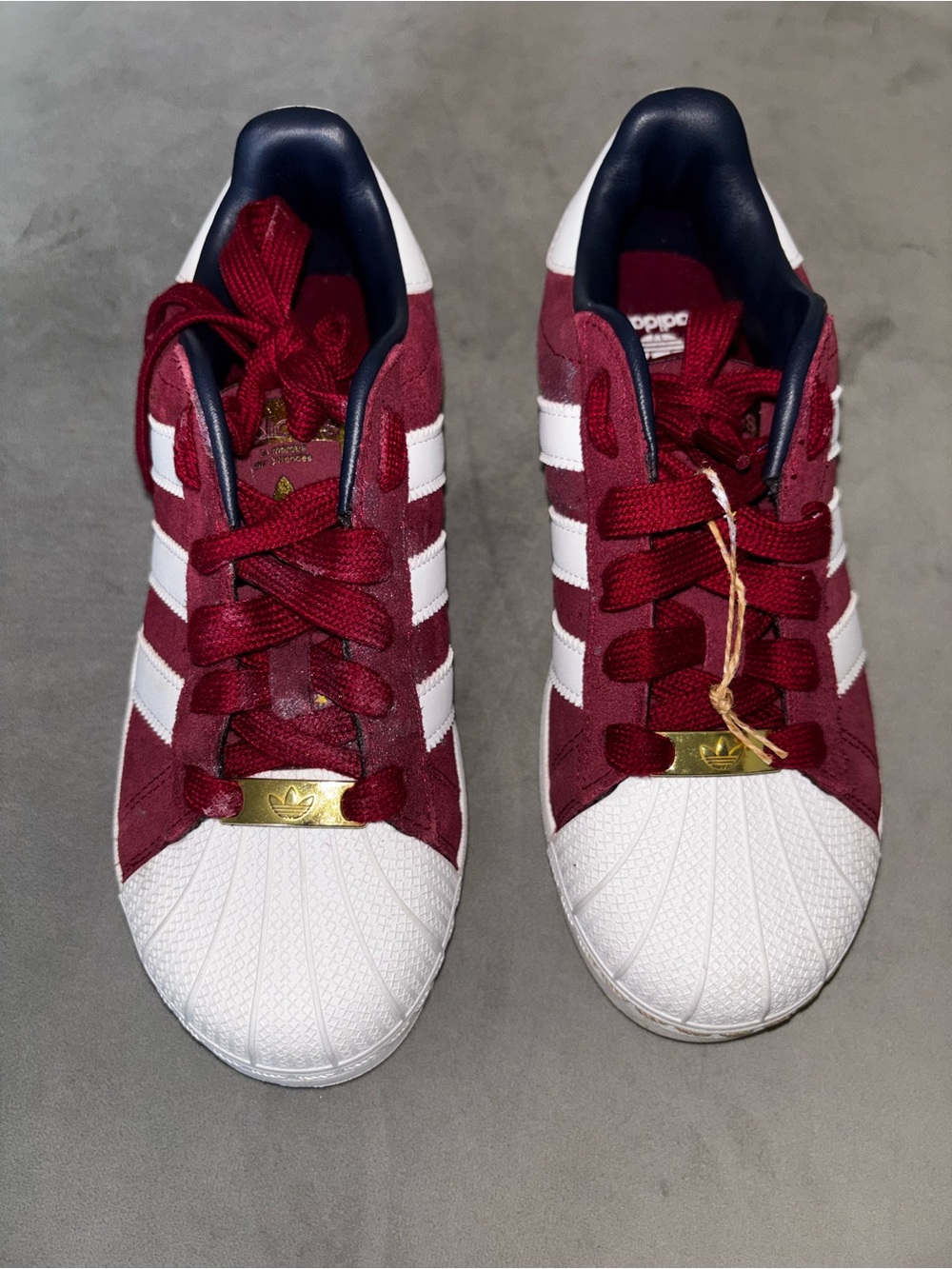adidas Burgundy and White Shell-Toe Sneakers